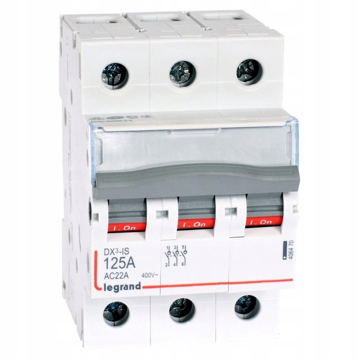 Dispozitiv de siguranta electrica, Legrand, 3P, 125A, IP20, montaj in tablouri de distributie