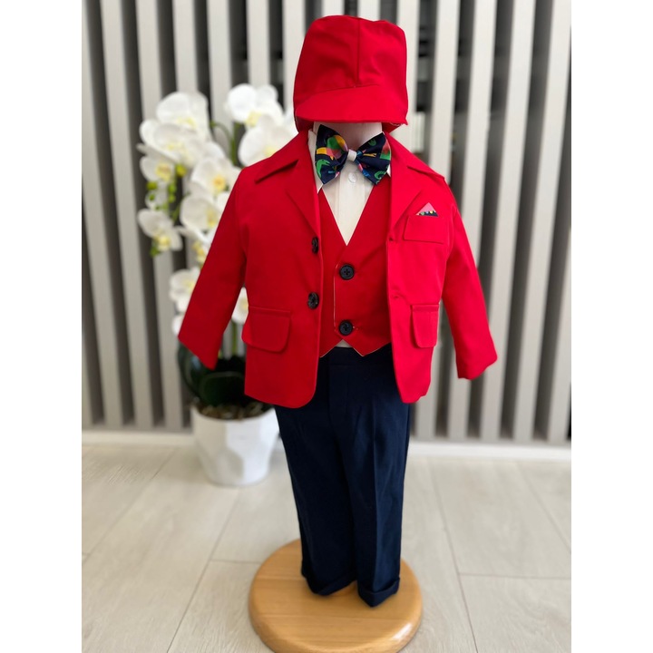 Костюм за момченце червен Денис, 6 части, памук, 56-62 СМ