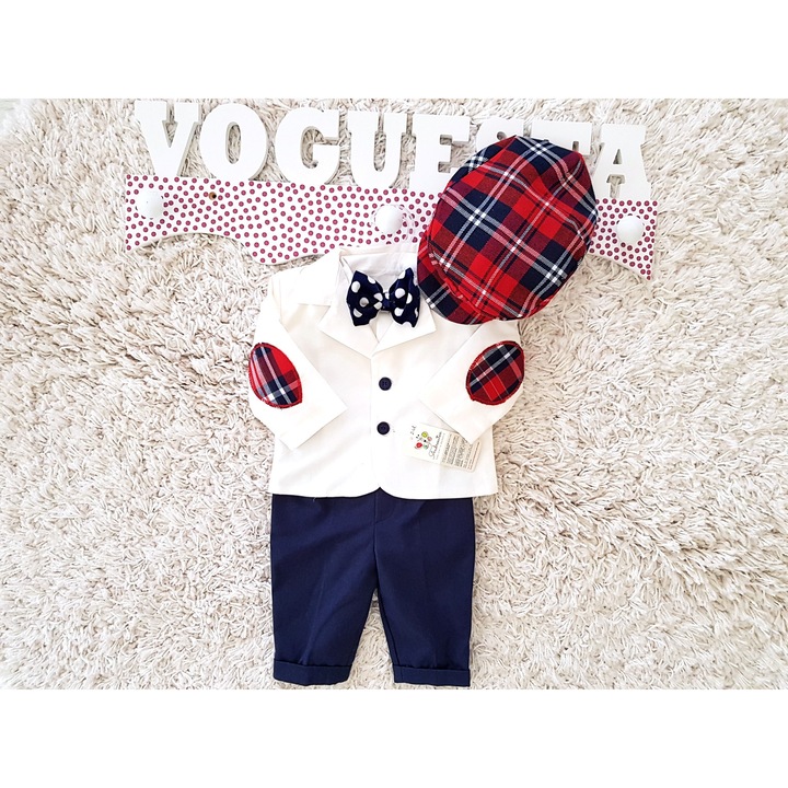 Костюм за момченце Матей, бял, 6 части, памук, 56-62 см