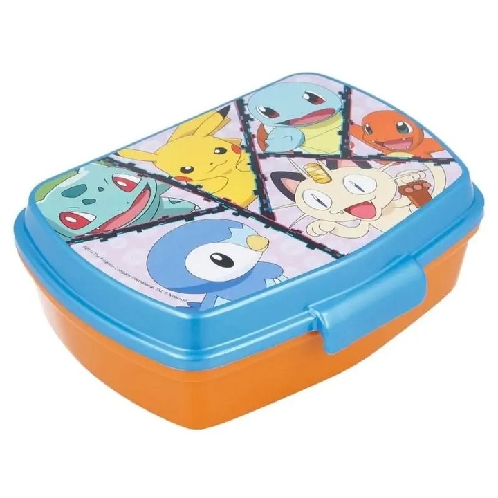 Pokemon alumínium kulacs 400 ml + uzsonnás doboz 16x12x5cm, BPA-mentes, díszített tetővel