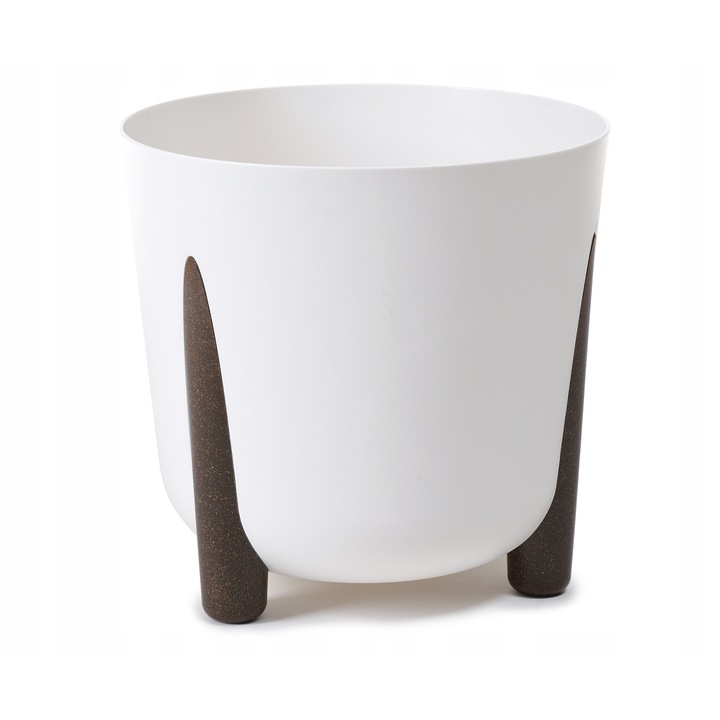 Ghiveci Lamela, FRIDA, design modern, alb, 30cm x 28,5cm, cu insertie, din material reciclat