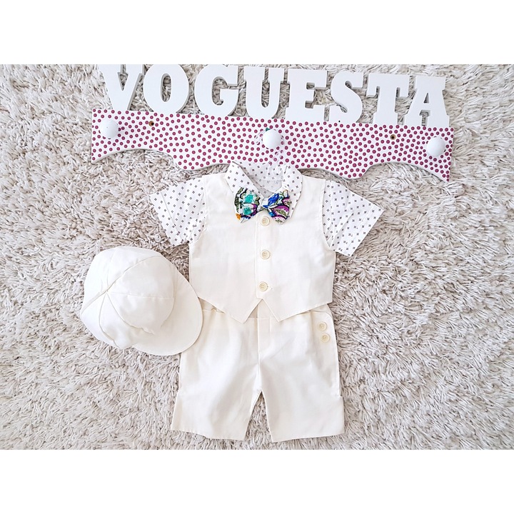 Костюм за момченце Davide, бял, 5 части, 100% памук, 56-62 см