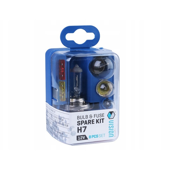 Set becuri si sigurante auto, Vision, 8 elemente, 12V, H7 55W, P21W 21W, R5W 5W, W5W 5W