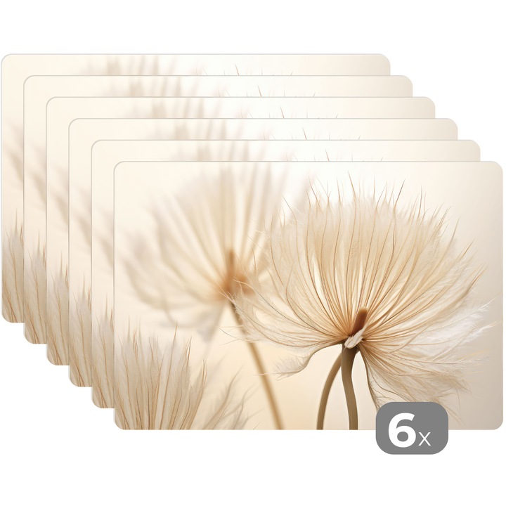 Set 6 suporturi farfurii, Antialunecare, Reutilizabile si Lavabil, Pentru bucatarie, Set masa Crem 45x30 cm