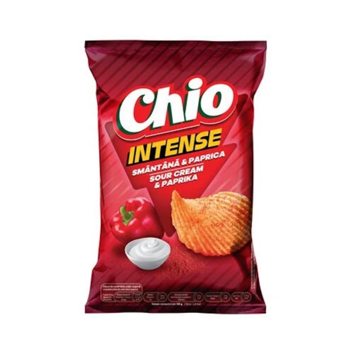 Chipsuri din Cartofi cu gust de Smantana & Paprika, Chio Intense, 120 g