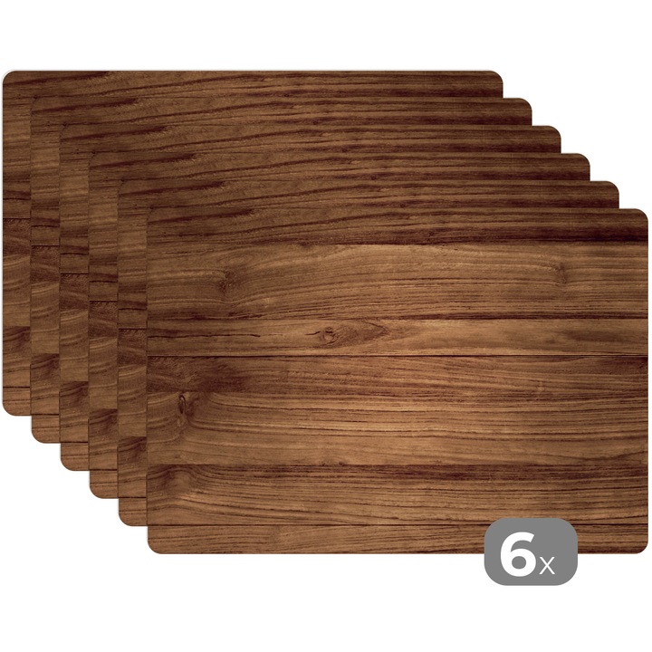 Set 6 suporturi farfurii, Antialunecare, Reutilizabile si Lavabil, Pentru bucatarie, Set masa Maro 45x30 cm