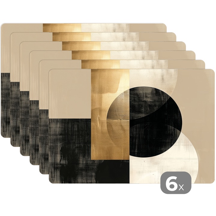 Set 6 suporturi farfurii, Antialunecare, Reutilizabile si Lavabil, Pentru bucatarie, Set masa Auriu 45x30 cm