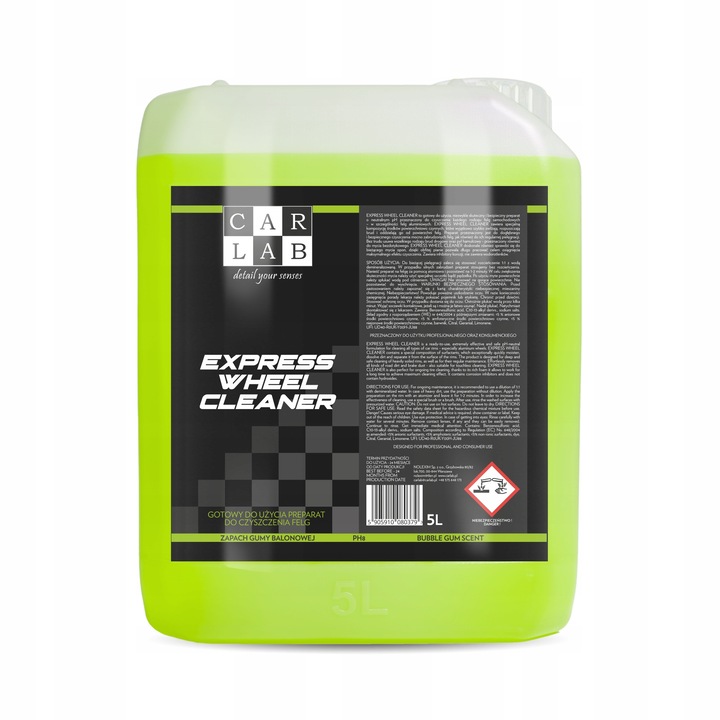 Detergent pentru curatarea jantelor si anvelopelor Carlab Express Wheel Cleaner 5L, utilizare profesionala, pH neutru, eficient.