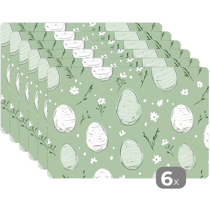 Set 6 suporturi farfurii, Antialunecare, Reutilizabile si Lavabil, Pentru bucatarie, Set masa Verde inchis 45x30 cm