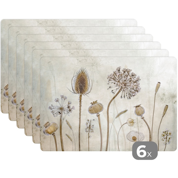 Set 6 suporturi farfurii, Antialunecare, Reutilizabile si Lavabil, Pentru bucatarie, Set masa Natur 45x30 cm