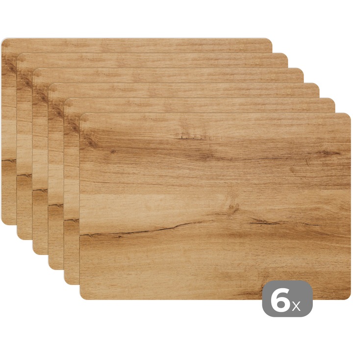 Set 6 suporturi farfurii, Antialunecare, Reutilizabile si Lavabil, Pentru bucatarie, Set masa Lemn 45x30 cm