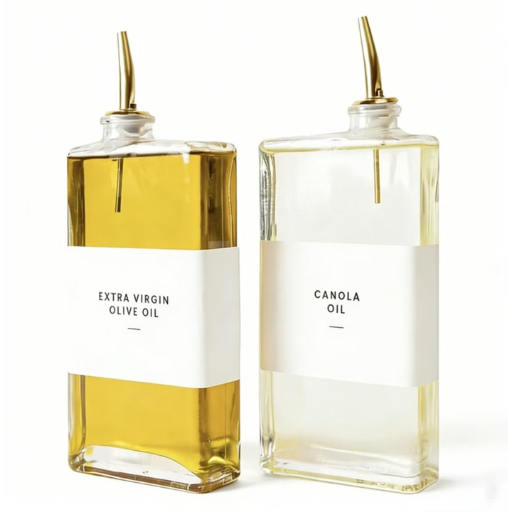 Set de 2 Dispenser pentru Ulei de Masline din Sticla, Capacitate 350ml, Aurii