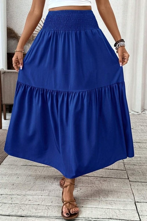 Fusta Dama, Talie Elastica, Buzunare Laterale, Croiala In A, Albastru Regal, XL