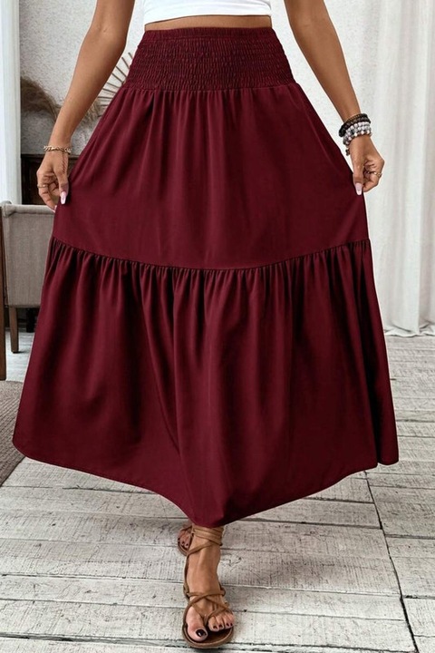 Fusta Dama, Talie Elastica, Buzunare Laterale, Croiala In A, Visiniu, L