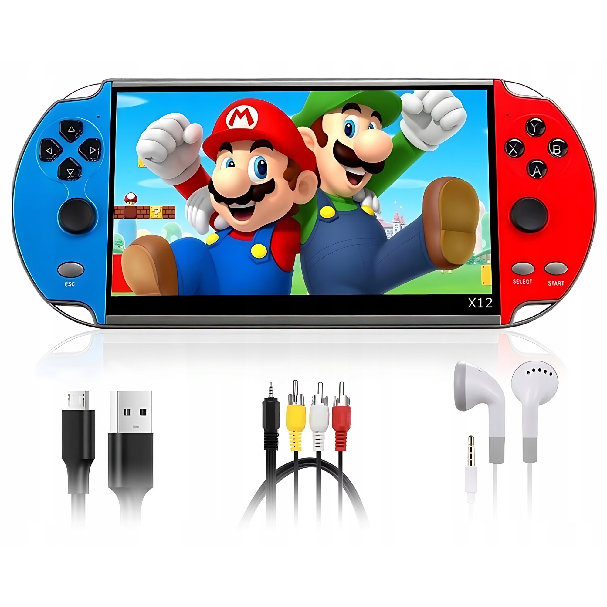 Consola portabila X12, 8GB, 5.1'', set cu casti si cabluri, peste 1000 jocuri instalate