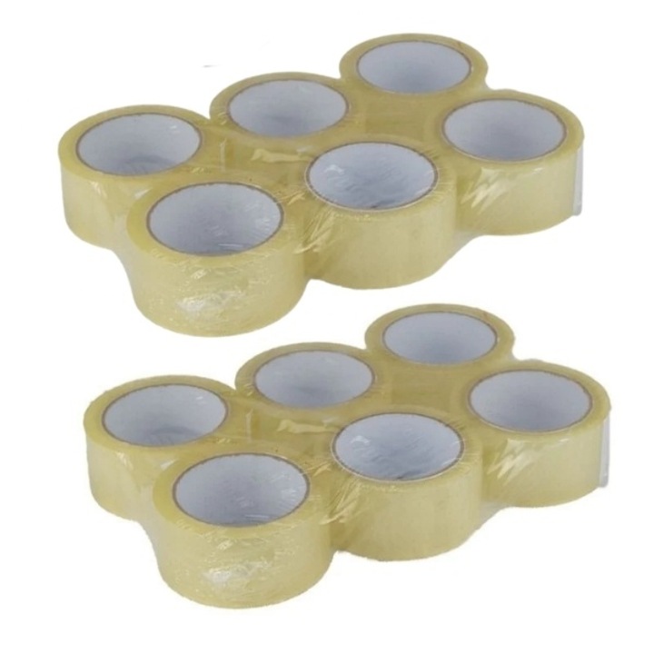 Banda Adeziva pentru Ambalare 48mm/60 Metri, Acril, 12 Bucati Transparent