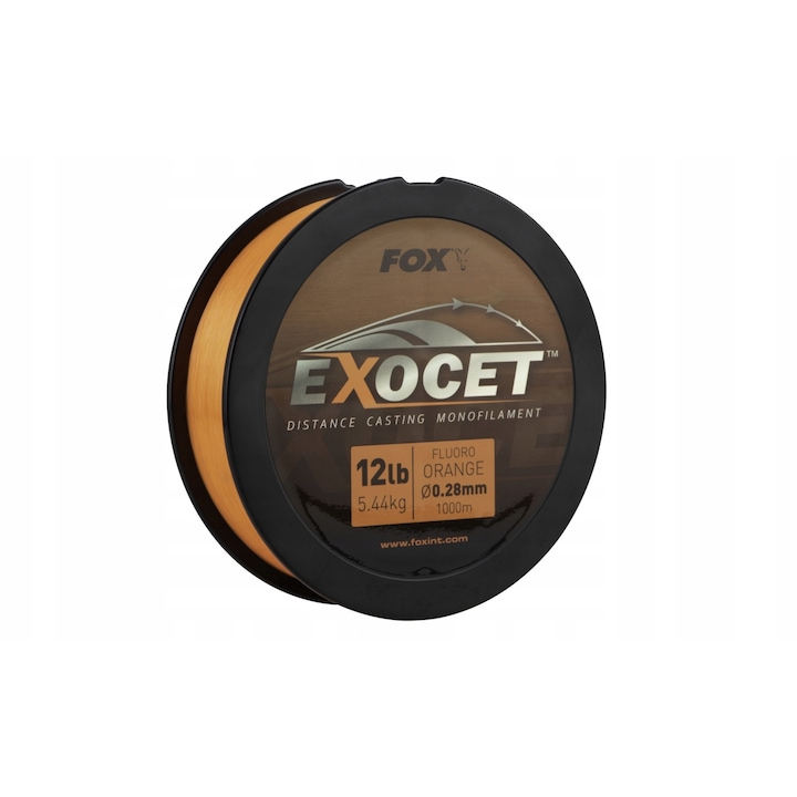Fir de pescuit FOX Exocet monofilament, pentru lansare la distanta, vizibilitate ridicata, portocaliu, 1000m, O0,33mm, 16lb