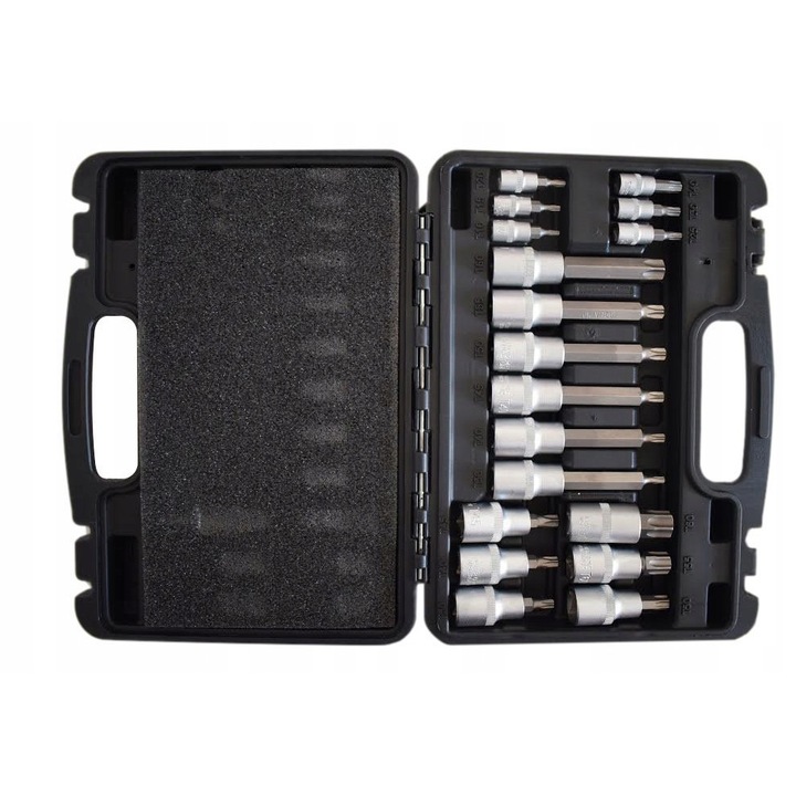 Set 18 piese chei cu biti Torx, Bituxx, otel crom-vanadiu, in cutie de transport