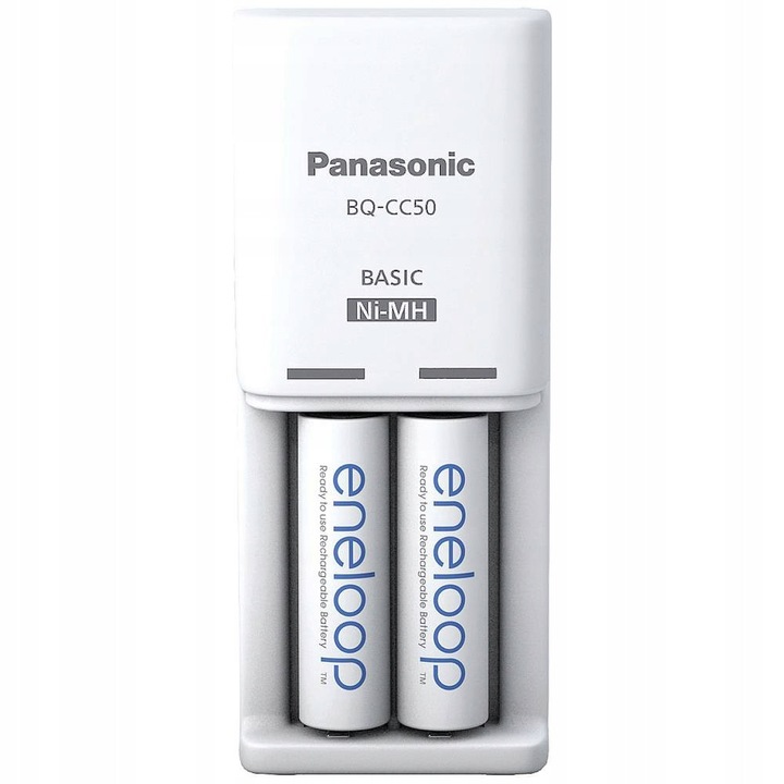 Incarcator Panasonic Eneloop BQ-CC50 + 2 acumulatori R6/AA 2000mAh, 118x50x40mm, 190g