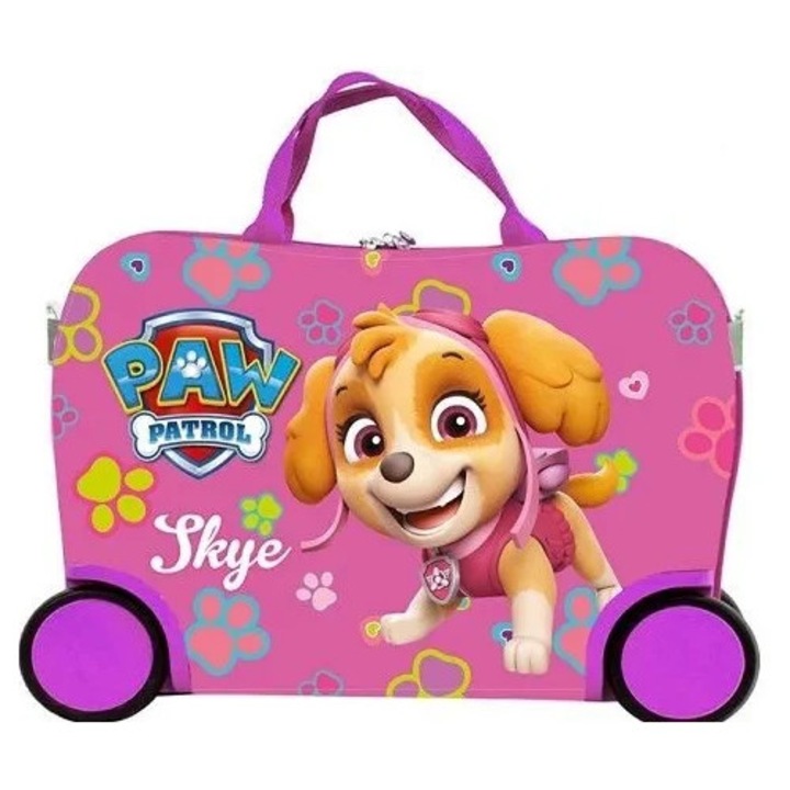 Troler copii Psi Patrol, 28l, 41.5x22x33cm, roz, cu 2 umbrele solare