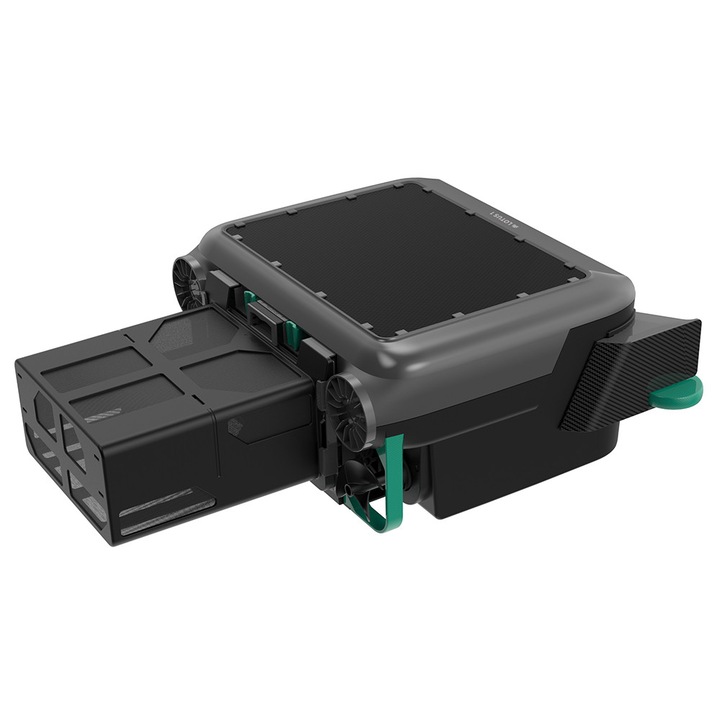 Skimmer automat pentru piscina LOTUS, incarcare solara sau DC, 10 ore functionare, negru, 419x324x161mm