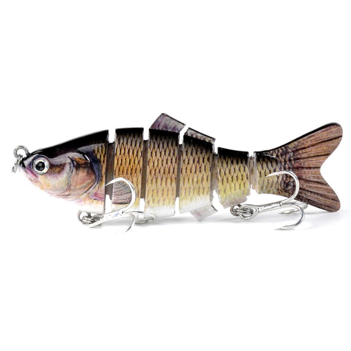 Naluca artificiala, 10cm, 6 carlige, maro