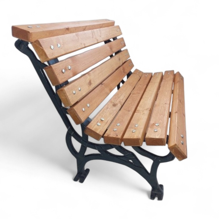 Bancă de grădină, 197 cm, lemn și metal, maro, pentru 4 persoane