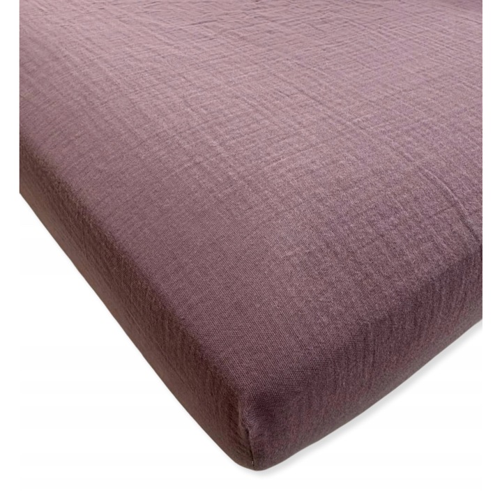 Cearceaf pentru patut 120x60 cm, Dartomik, bumbac muslin, violet, cu elastic