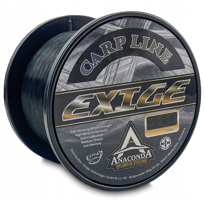 Fir de pescuit Anaconda Exige Carp Line Seegras 1200m 0.30mm, rezistent la uzura, culoare verde inchis