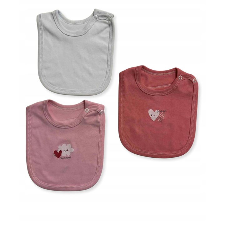 Set 3 bavete bumbac Dartomik, 20x18cm, pentru bebelusi 0+