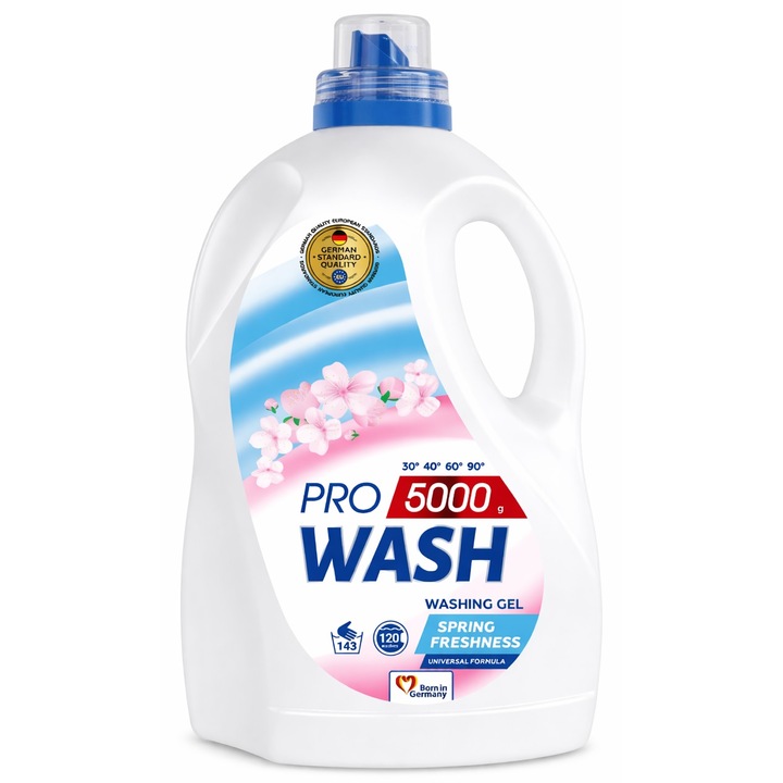 Перилен препарат Pro Wash Spring Freshness, действа при температури между 30°C и 95°C, 5 л, 143 изпирания
