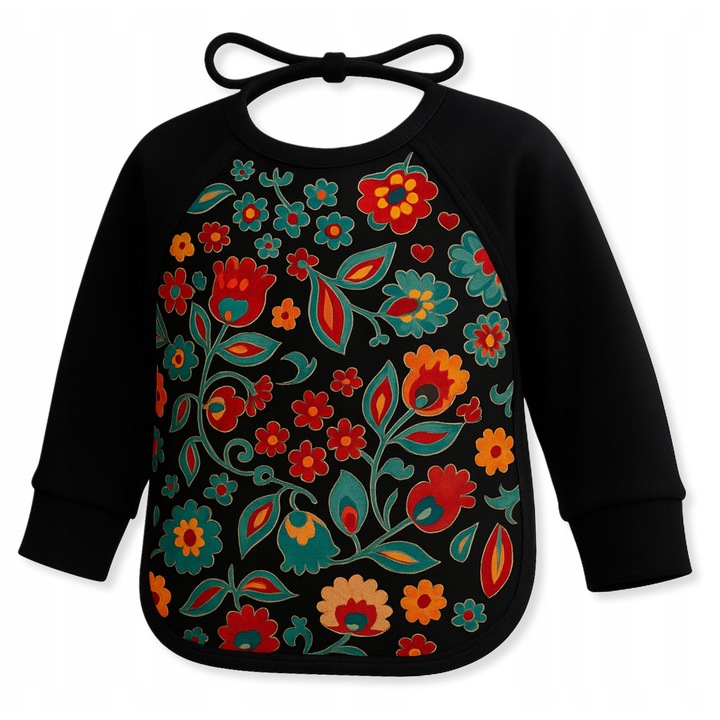 Baveta cu maneci, Dartomik, 80/86, 100% bumbac, legat la spate, imprimeu colorat