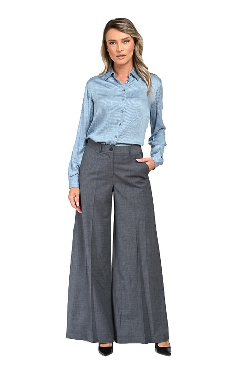 Pantaloni dama gri eleganti Giorgal evazati Amalia