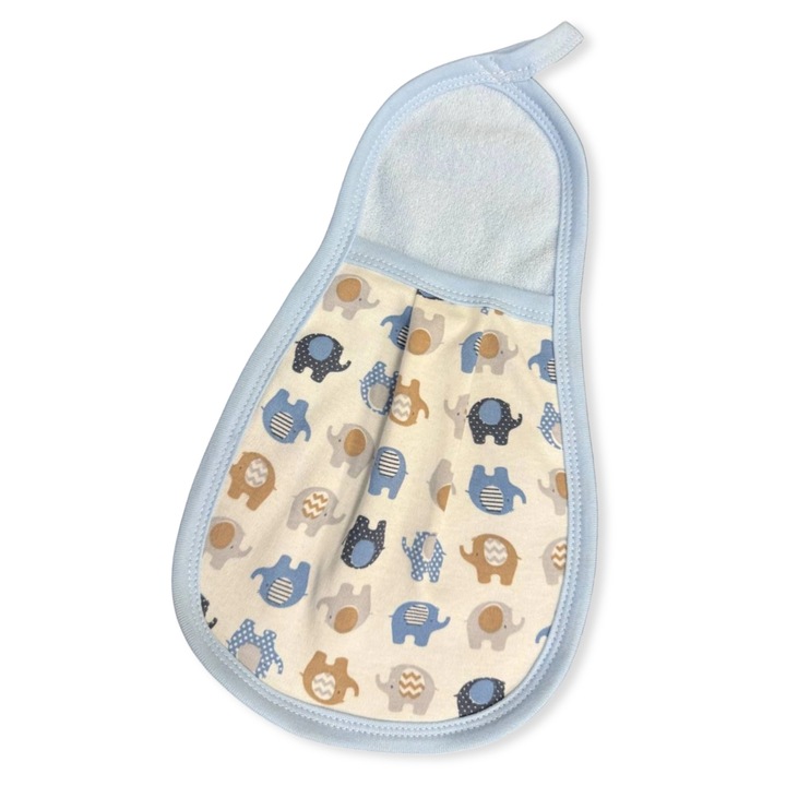 Manusa de baie FROTTE pentru bebelusi, 30cm, 100% bumbac, certificat Oeko-tex, culoare albastra