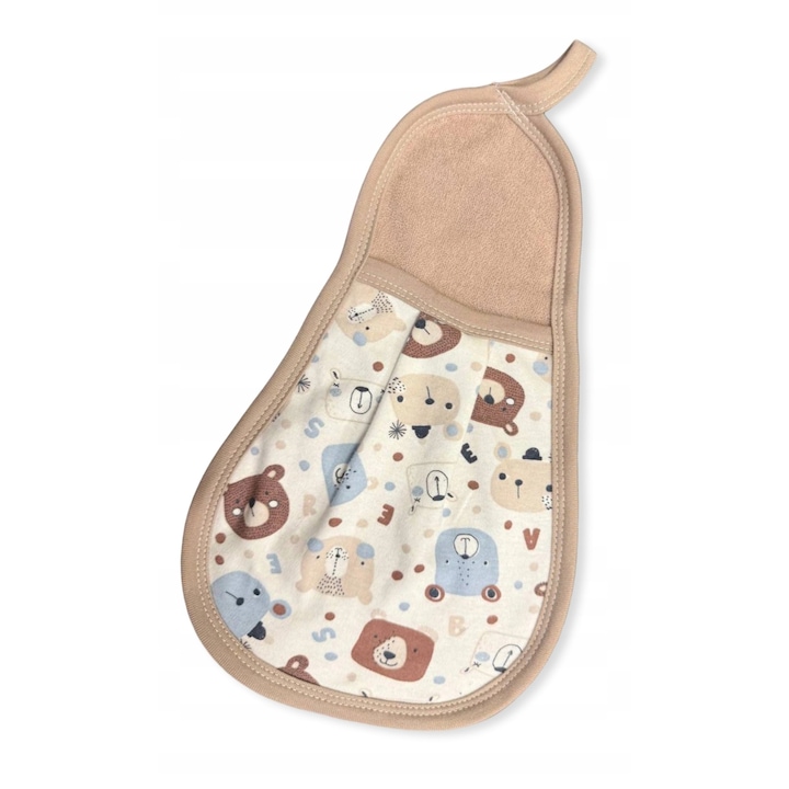 Manusa de baie frotte pentru bebelusi, 30cm, 100% bumbac, certificat Oeko-tex, set de ingrijire