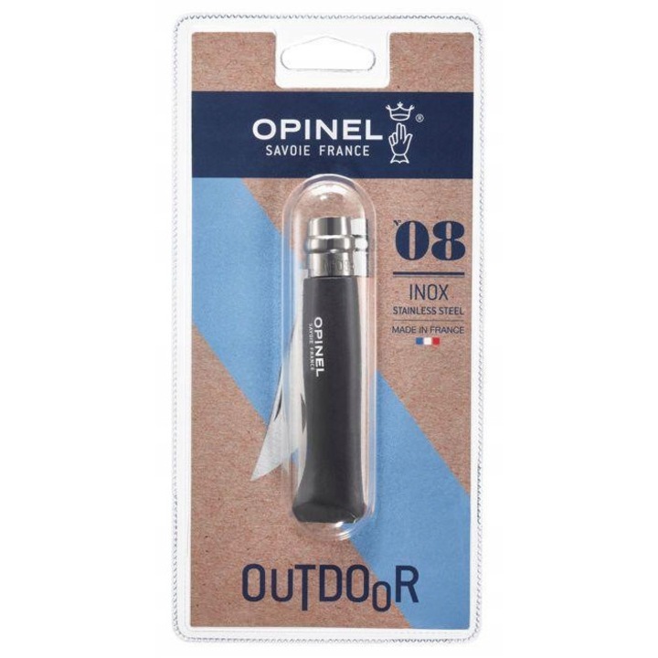 Cutit Opinel Colorama 08, brun, 85mm, inox Sandvik 12C27, ergonomic, set blister