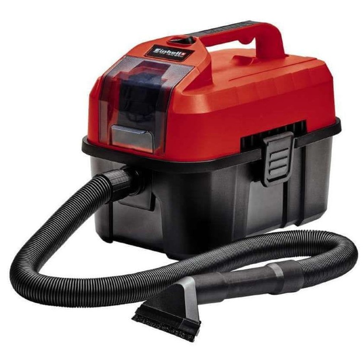 Einhell TE-VC 18/10 Li-Solo műhely-/hordozható porszívó, 18 V akkumulátoros tápellátás, 10 l kapacitás, nedves és száraz tisztításhoz, fekete/piros, 1 db