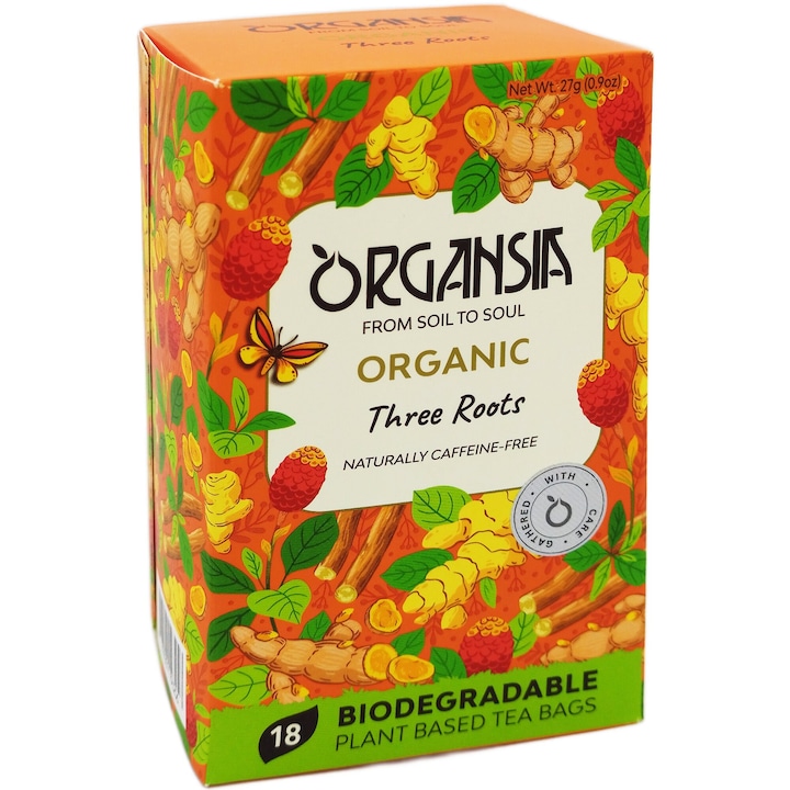 Ceai organic de fructe cu Macese, Lemongrass, Ashwagandha, Turmeric si Ghimbir, gust condimentat, Antioxidant, Digestiv, Adaptogen, fara aditivi, 18plicuri, Organsia Sri Lanka