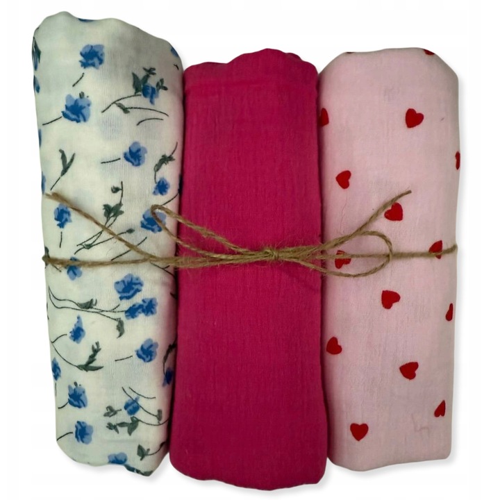 Set 3 scutece muslin 80x60cm, Dartomik, bumbac 100%, multicolor