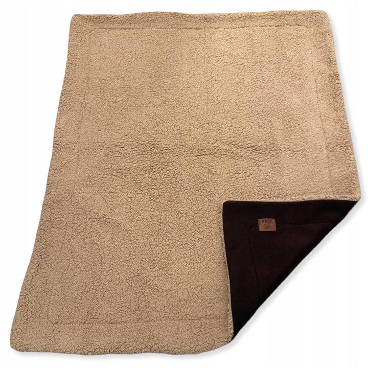 Mata de joaca si racla, 75x100cm, dubla, captusita cu baran, ciocolata/caramel