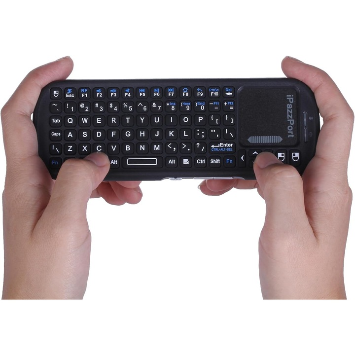 Mini tastatura wireless cu touchpad, 2.4G, Bluetooth, compacta, compatibila cu telefoane, televizoare, tablete si alte dispozitive, OUYLAF, argintiu