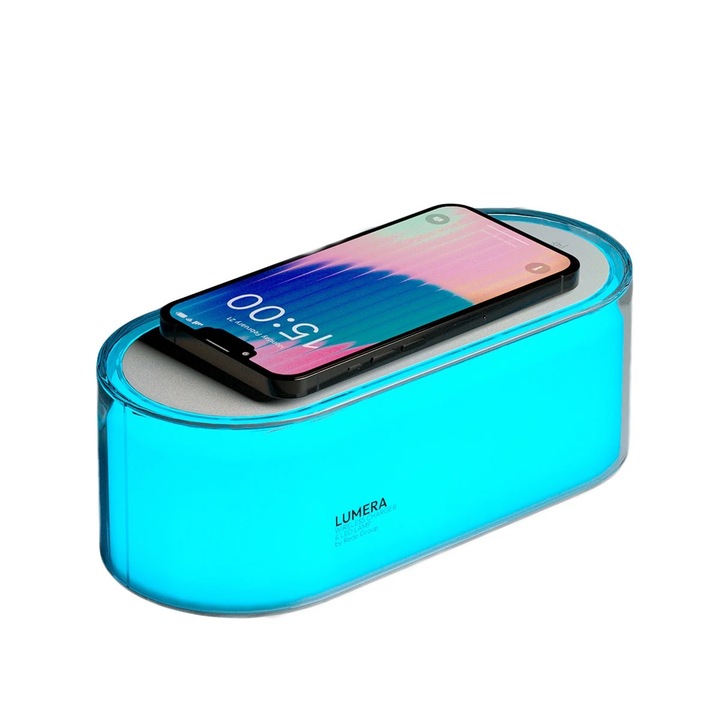 Veioza LED RGB Lumera 01-3532, 3.5 W, dimabil, culori RGB comutabile, functie touch, incarcator wireless, alb, modern