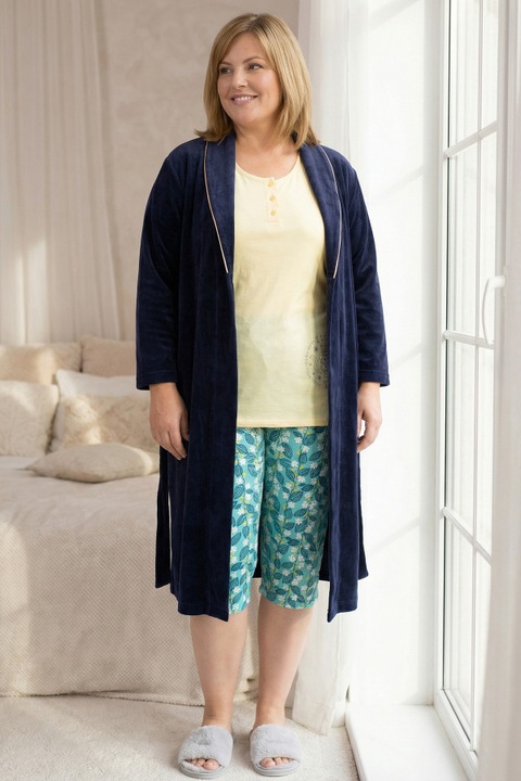 Pantaloni de pijama MDR24, multicolor, 3/4, bumbac, mărimea 50 EU