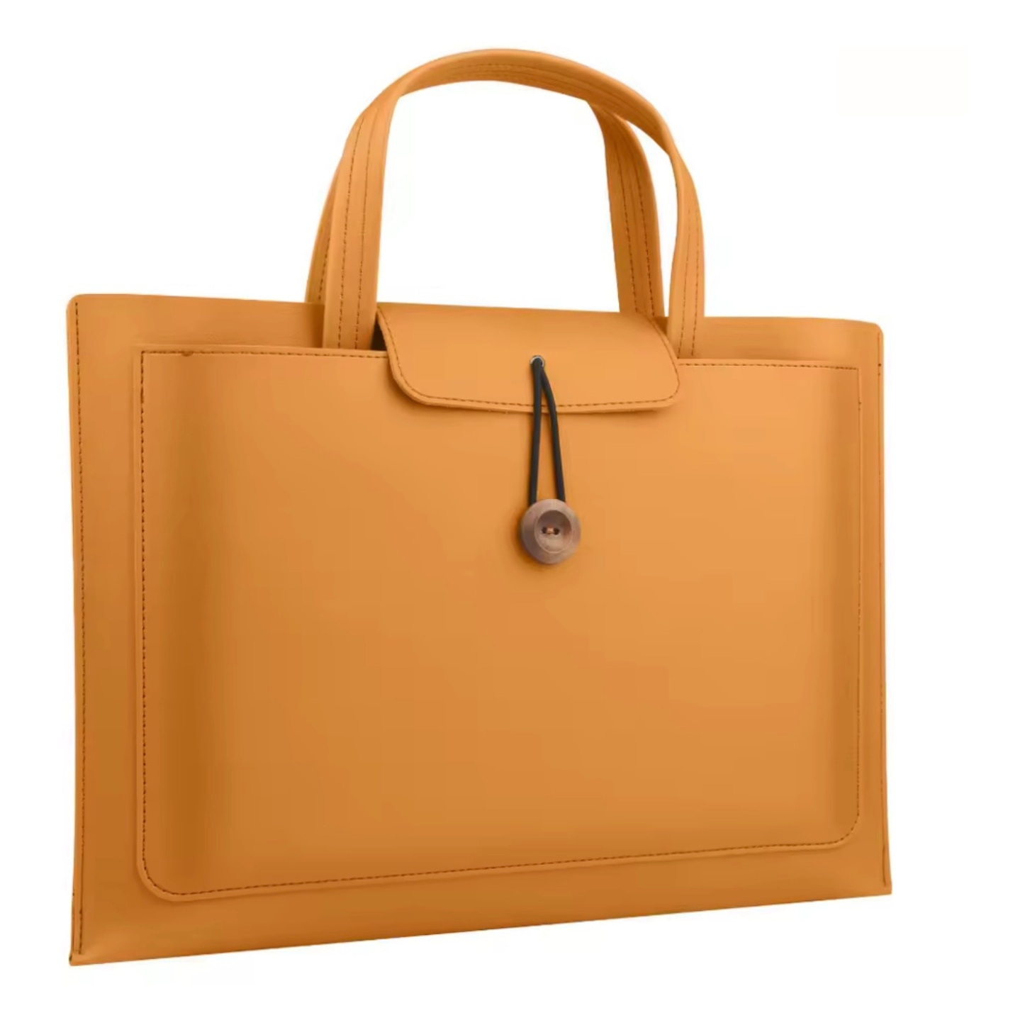 Geanta pentru laptop, tip servieta, 3 compartimente, piele ecologica, 16 inch, compatibila cu MacBook, galben, AleFla Eshop