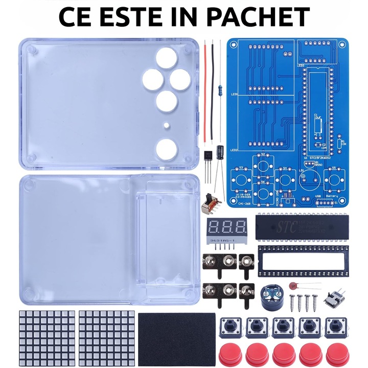 Kit Circuite Electronice pentru Copii, 4 jocuri retro, luminozitate reglabila, comutator muzical, set pentru exersare lipire, potrivit pentru adulti si incepatori, OUYLAF, Multicolor