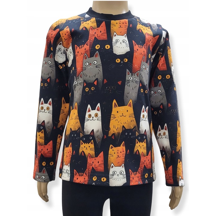 Bluza copii, Dartomik, maneca lunga, model pisici, Multicolor