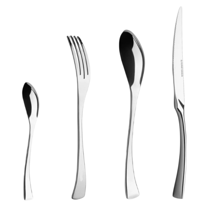 Set 4 piese tacamuri Kingtuhua, otel inoxidabil, argintiu