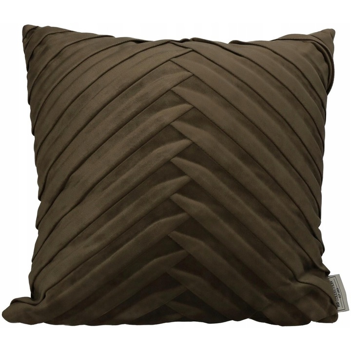 Perna decorativa Kersten, ciemnobraza, 45x45cm, plisata, din material catifelat