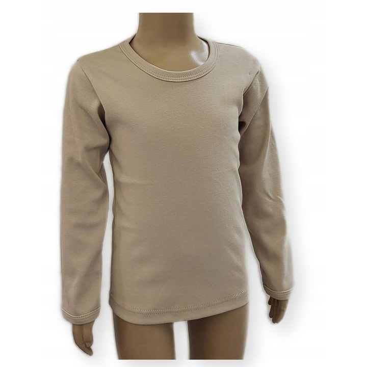 Bluza Dartomik, maneca lunga, bej, bumbac, Bej