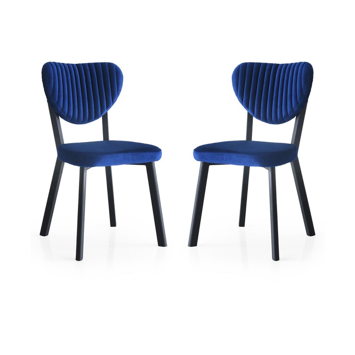 Set scaune Woody Fashion, 2 piese, albastru marin, 46x54x86cm